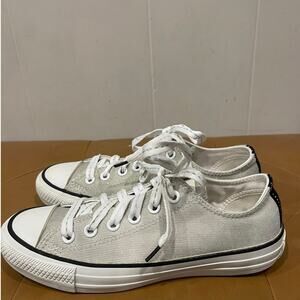 Converse Women’s Chuck Taylor Low Tops Silver Shimmer Sparkle Lace‎ Up Size 7